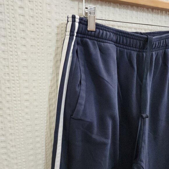 Adidas Navy Blue Track Pants Women’s Size Large 3 Stripe Logo Joggers Sweats - Picture 10 of 11